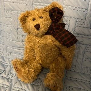Boyds Bears Tan and Brown Plaid Scarf